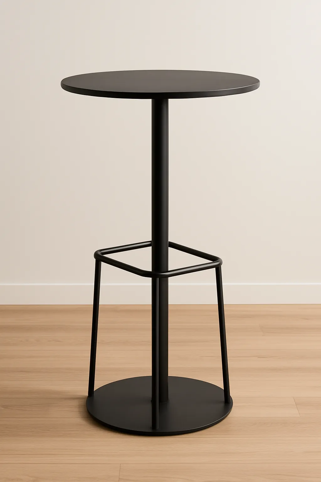black metal bar table with footrest