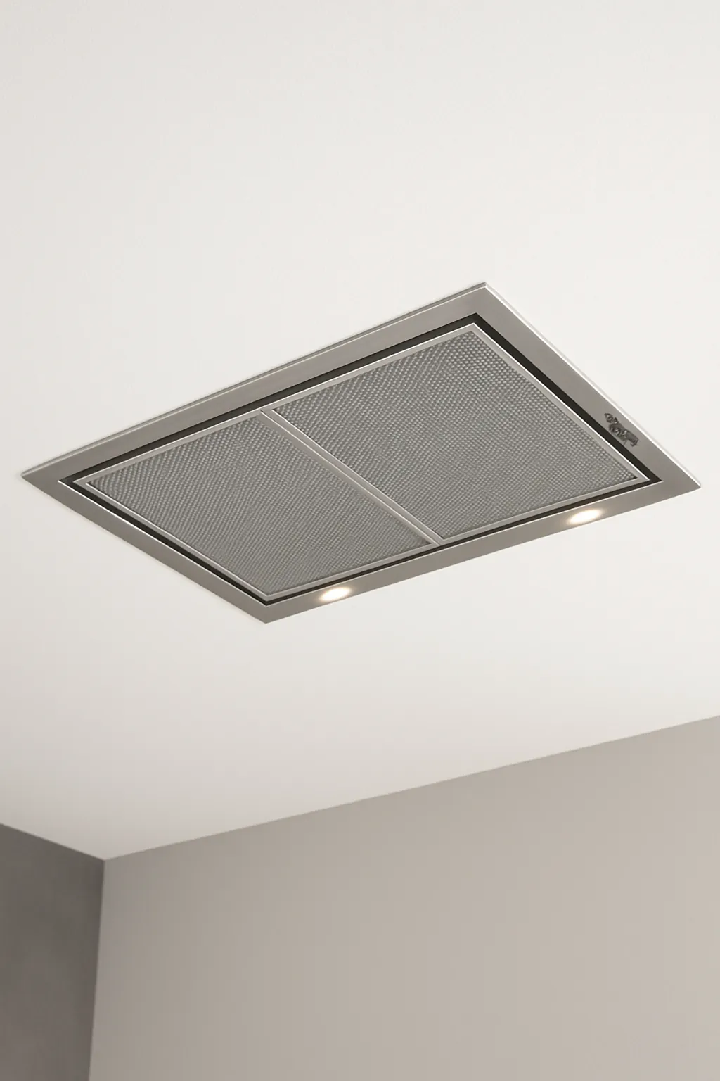 Stainless steel flush mount ceiling range hood