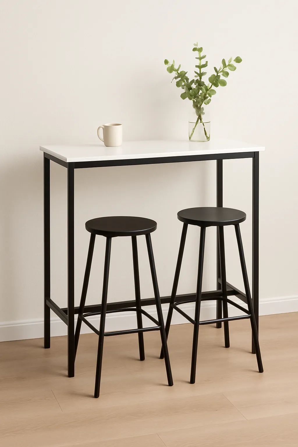 Minimalist bar table set with stools for compact dining areas