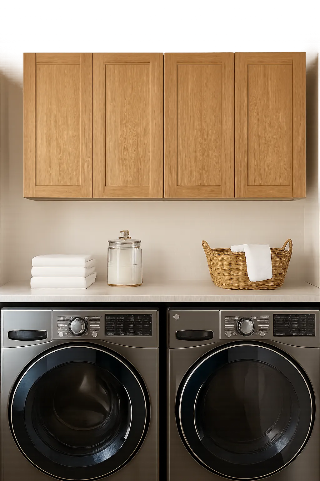 Modern wall-mounted storage cabinet in drifted gray finish