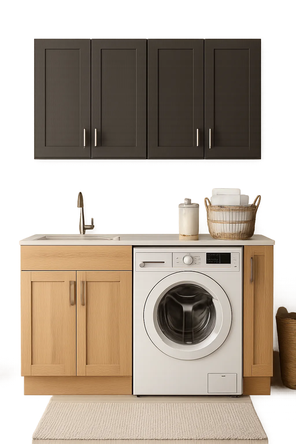 Tilt-Out Laundry Hamper Cabinet with Shelves