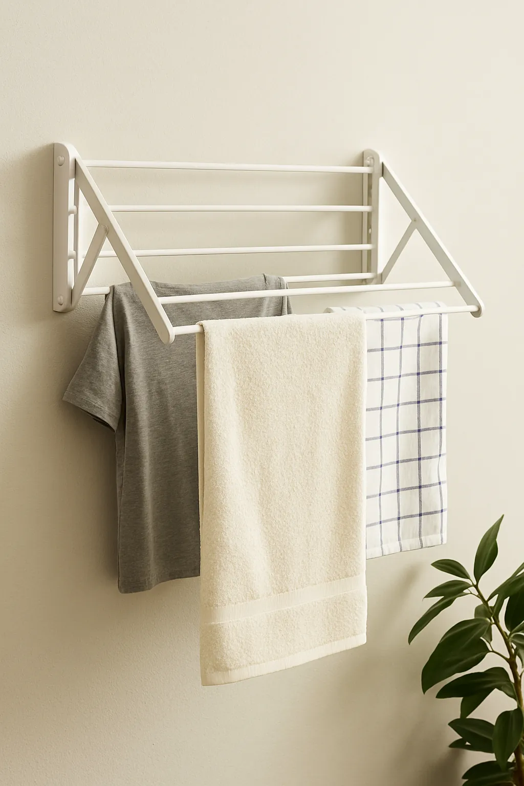 Wall-Mounted Foldable Drying Rack in white